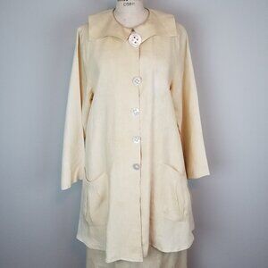 Vintage Two Piece Butter Yellow 100% Linen Jacket & Skirt Set by Patina * Small